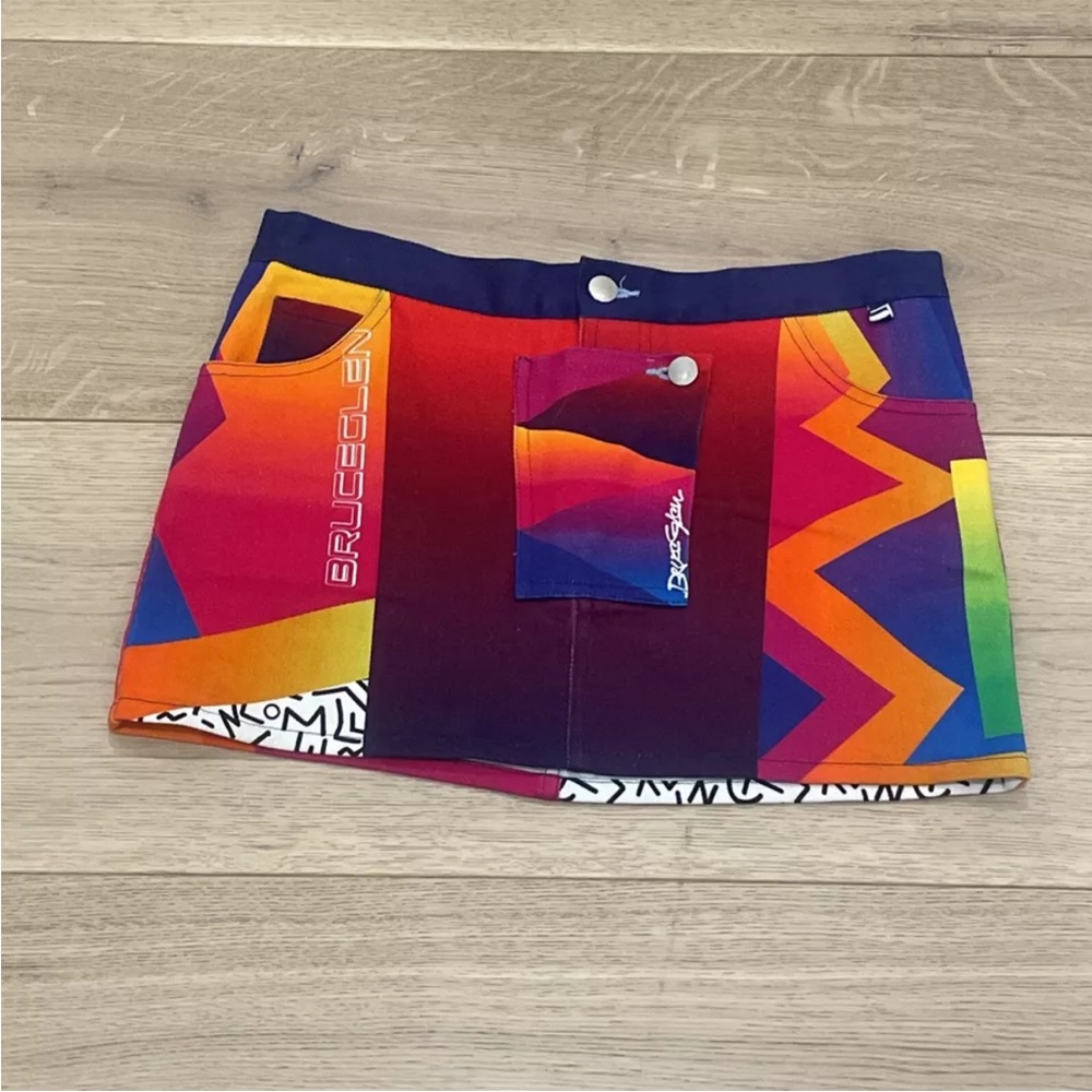 Bruce Glen Happy Logo Mini Skirt Multicolored M